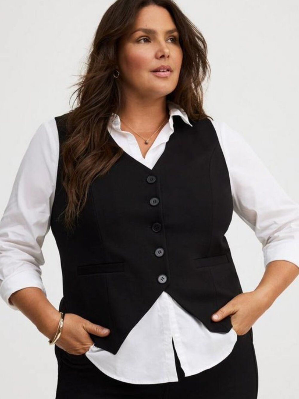 Torrid Black Fitted Ponte Vest Academia Preppy Career Whimsigoth Plus Size 3X
